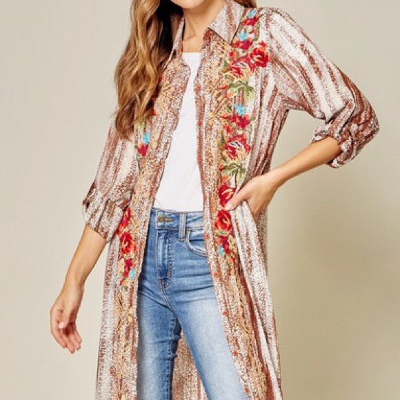 Button Down Boho Maxi Shirt Dress or Coverup - Picture 5 of 7